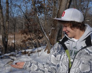 Matti-Veikko with a Black-capped Chickadee