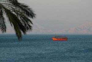 Sunset at the lake of Galilee