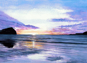 Sunset Beach - watercolour