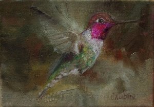 anna's hummingbird, oil on canvas