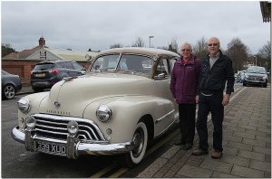 Arrived at the Train Station in this Vintage Car Oldsmobile 1948