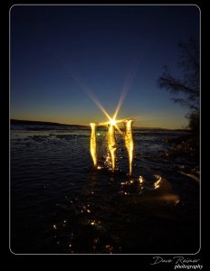 Icicles on water