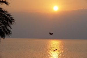 Sunrise at the lake of Galilee